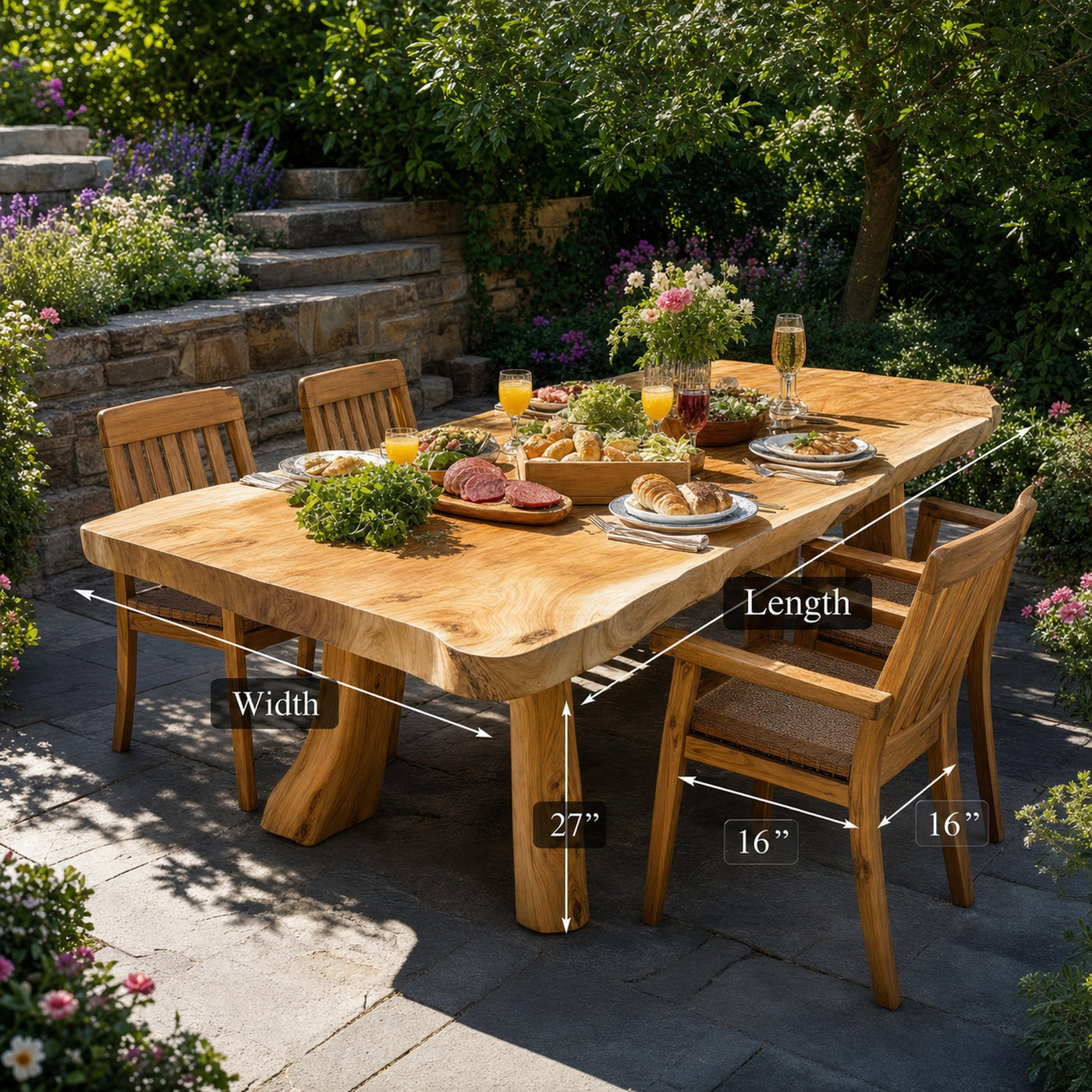 Solid Wood Large Dining Table Set Custom Decor Garden Gift - product view 4