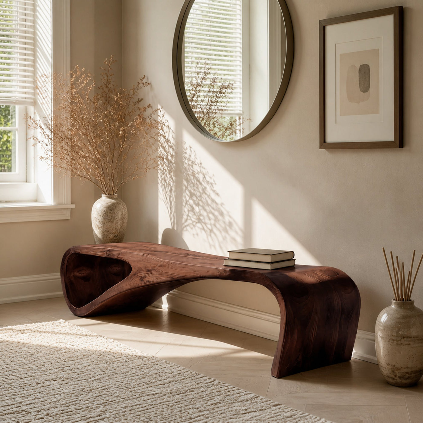 Statement Bench With Smooth Curved Form For Modern Home - product view 7