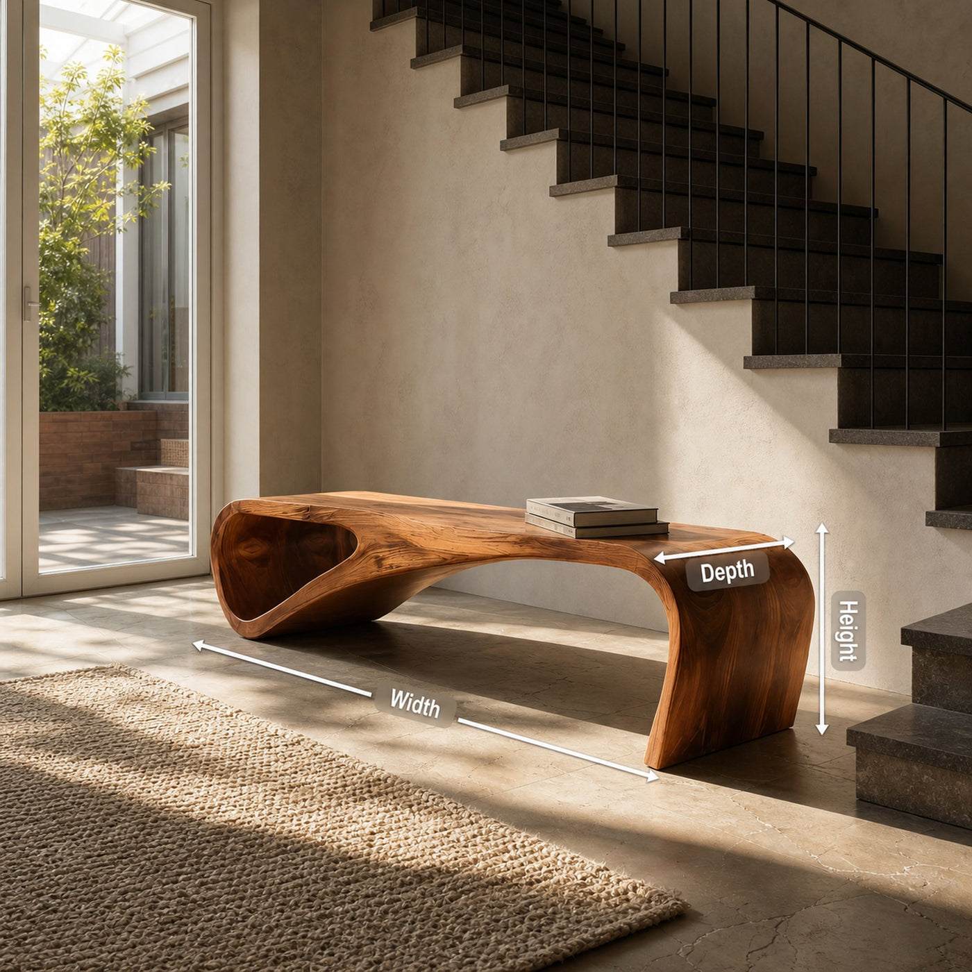 Statement Bench With Smooth Curved Form For Modern Home - product view 8