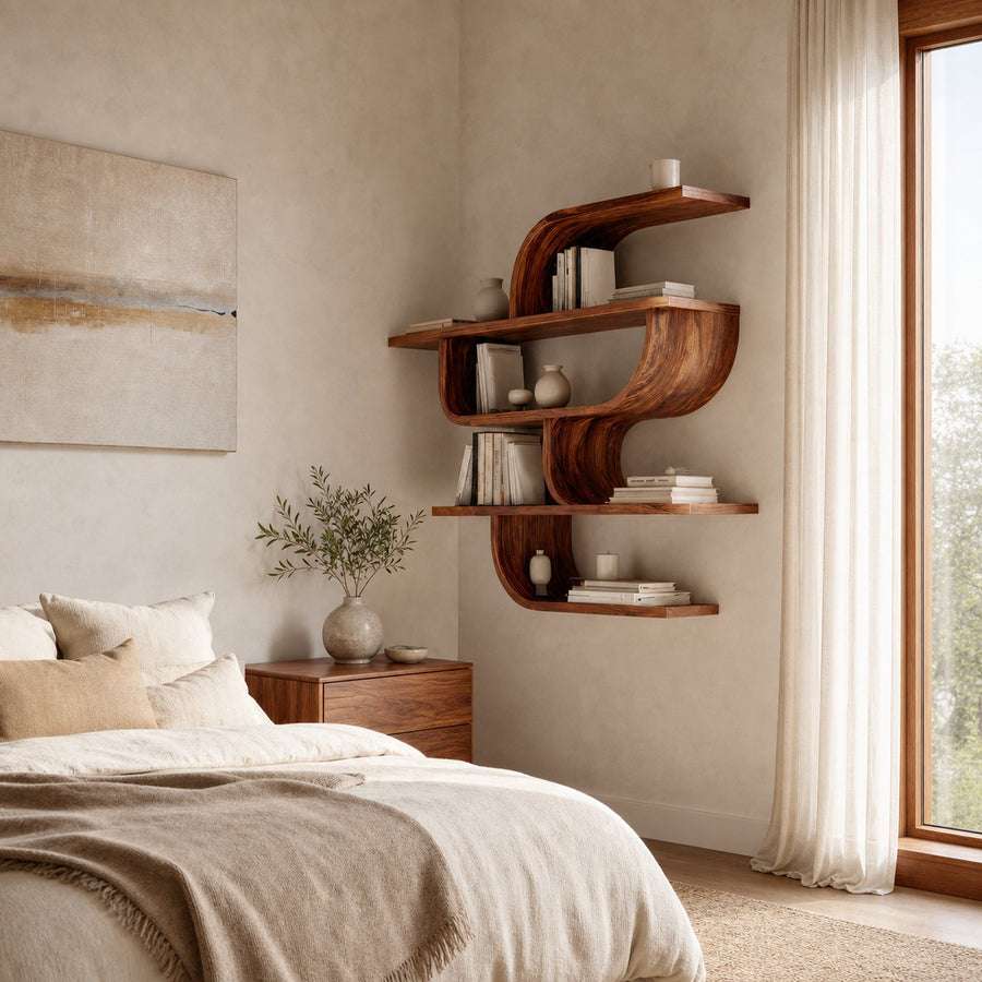 Statement Wall Shelf With Flowing Curves For Modern Home