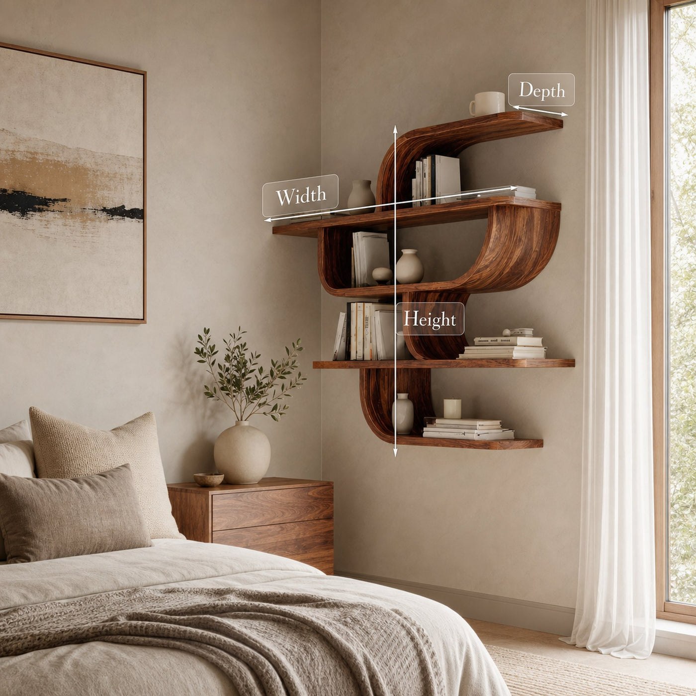 Statement Wall Shelf With Flowing Curves For Modern Home - product view 6