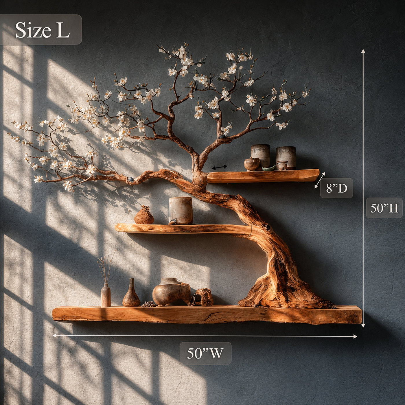 Tre Bookshelf Solid Wood Decor Living Room - product view 6