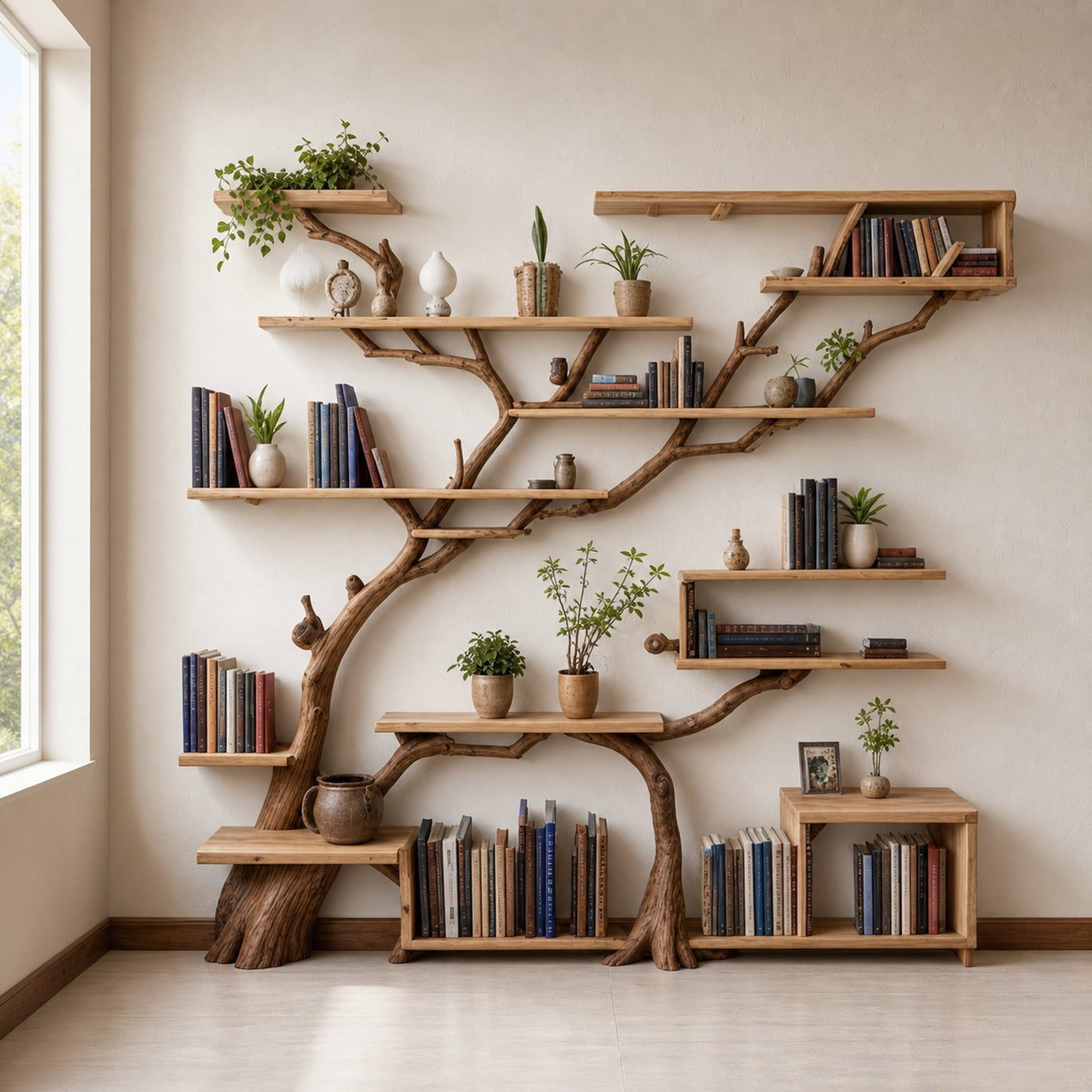 Tree Book Shelf Modern Bookshelf Driftwood Shelf