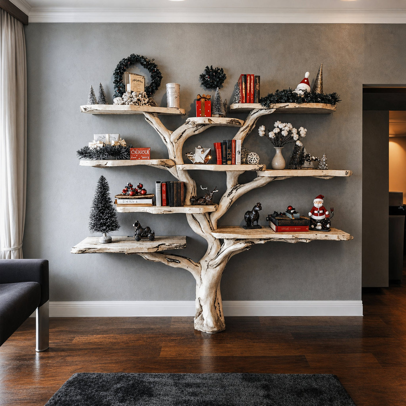 Tree Bookcase Xmas Montessori Bookshelf Christmas Gift