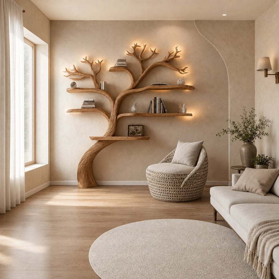 Tree Bookshelf Floating Shelf Rustic Decor Home Gift