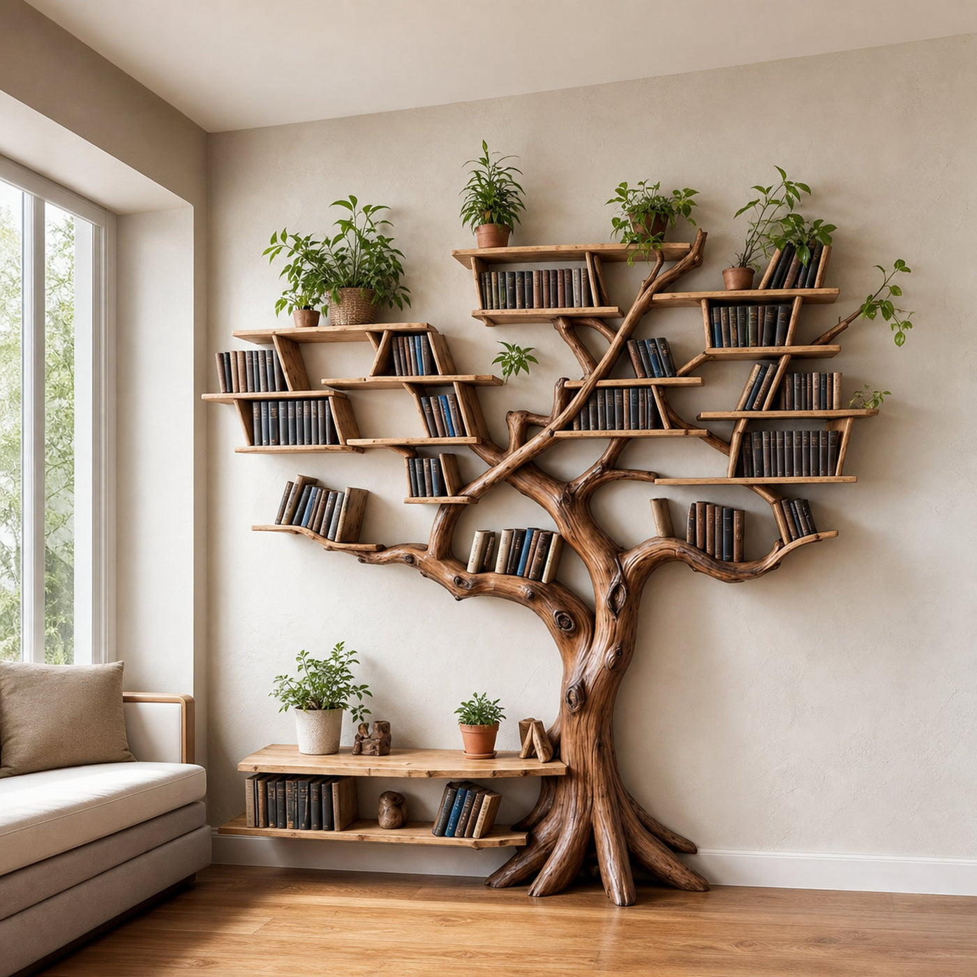 Tree Bookshelf Solid Wood Bookcase