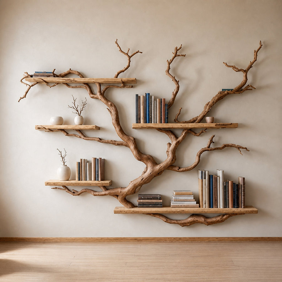 Tree Bookshelf Solid Wood Driftwood Bookcase