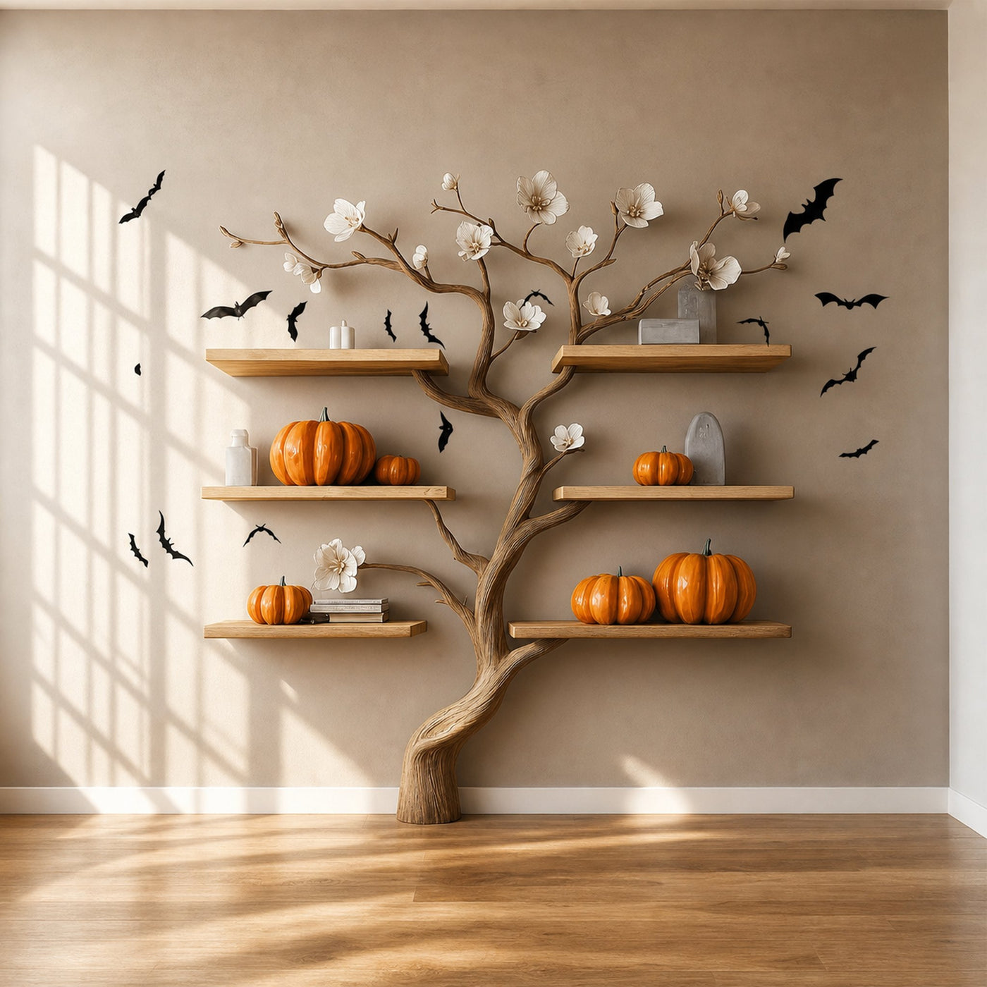 Tree Branch Bookshelve Wooden Natural Gift Halloween