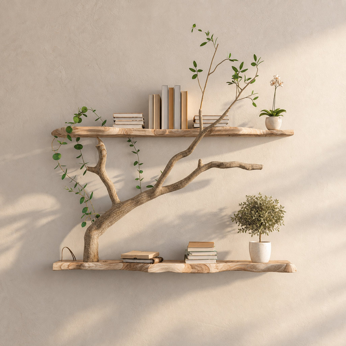 Tree Branch Driftwood Live Edge Floating Shelf Gift For Reader