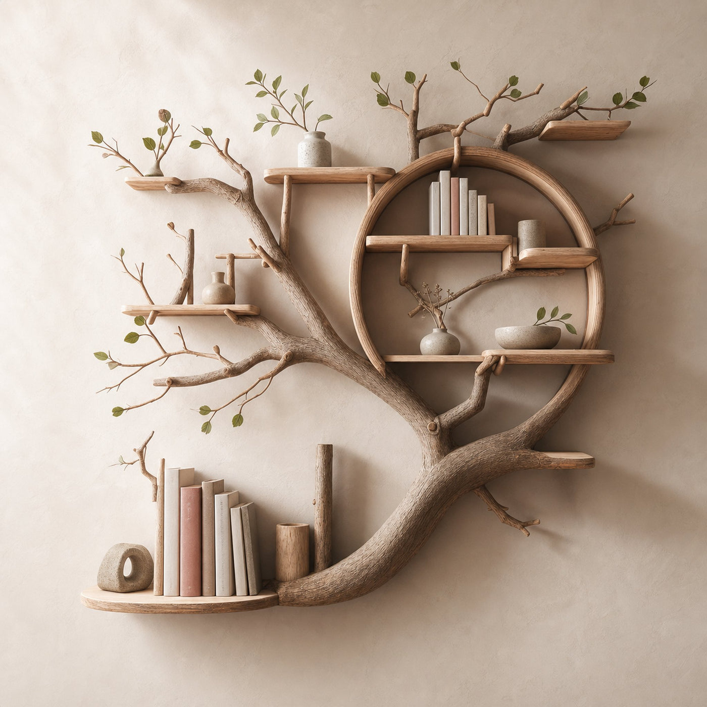 Tree Branch Floating Corner Bookcase