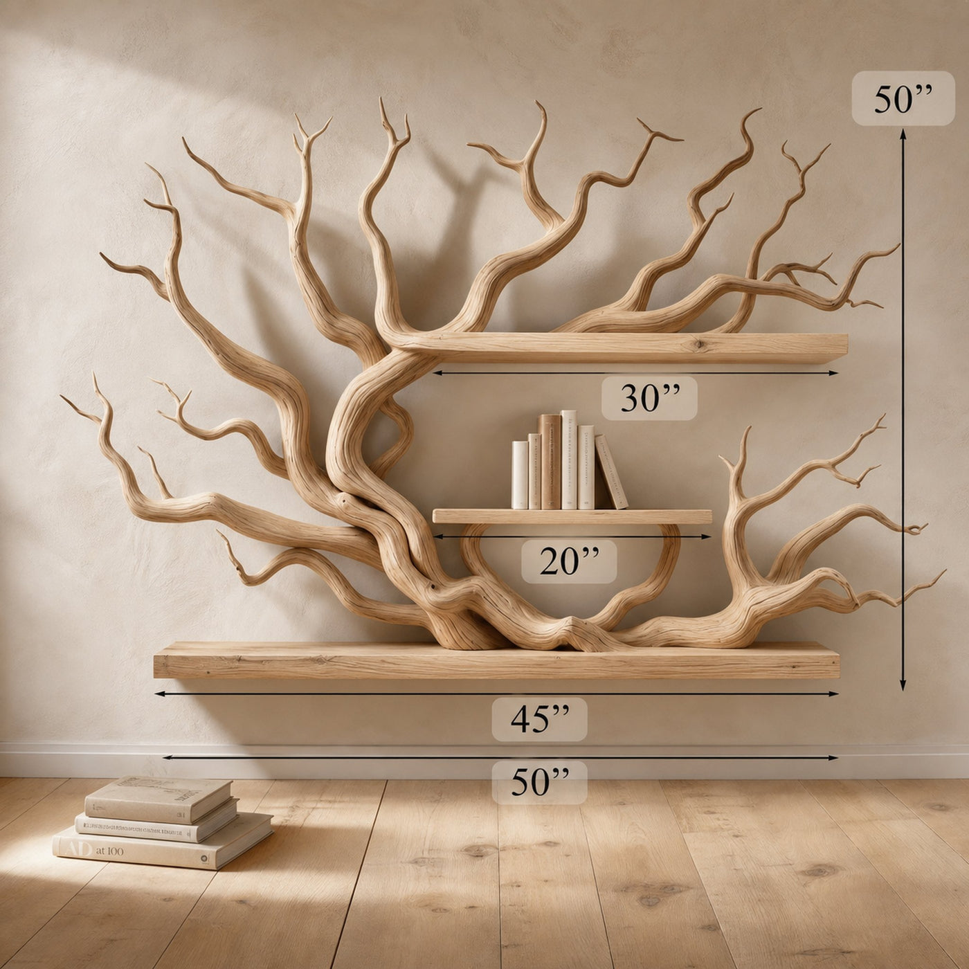 Tree Branch Floating Corner Shelf Mini Bookcase Driftwood - product view 6