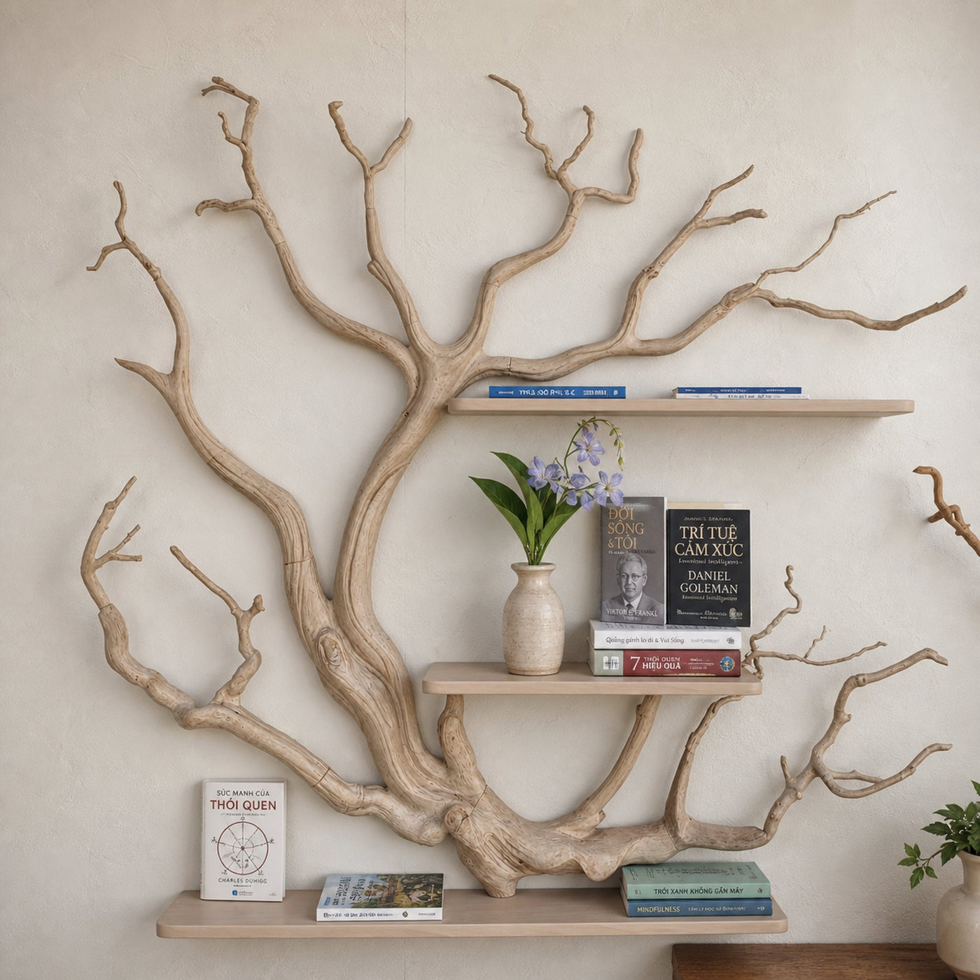 Tree Branch Floating Corner Shelf Mini Bookcase Driftwood - product view 7