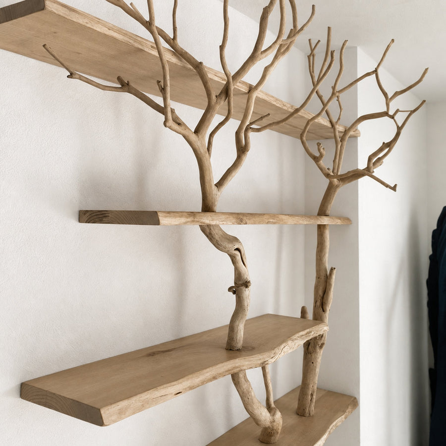 Tree Branch Floating Corner Shelf Solid Wood For Book Lover Gift