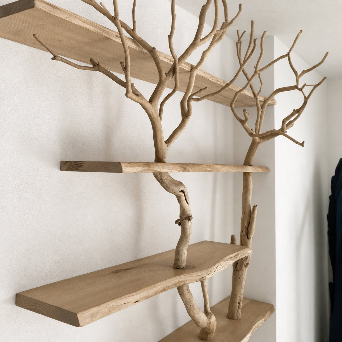 Tree Branch Floating Corner Shelf Solid Wood For Book Lover Gift