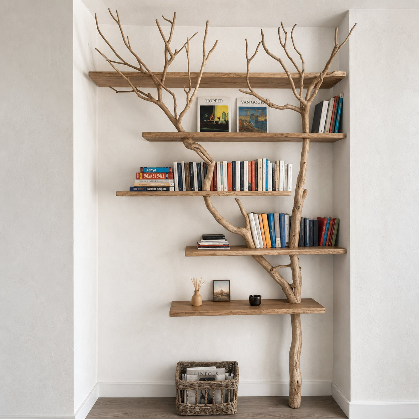 Tree Branch Floating Corner Shelf Solid Wood For Book Lover Gift - product view 6