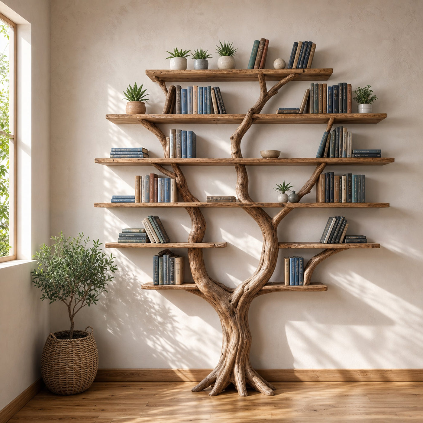 Tree Branch Floating Driftwood Shelf - product view 2