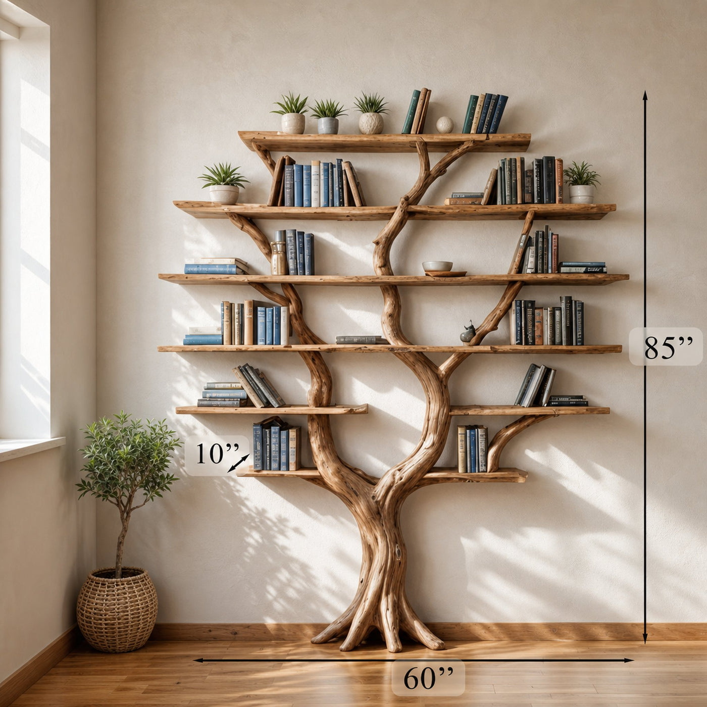 Tree Branch Floating Driftwood Shelf - product view 4