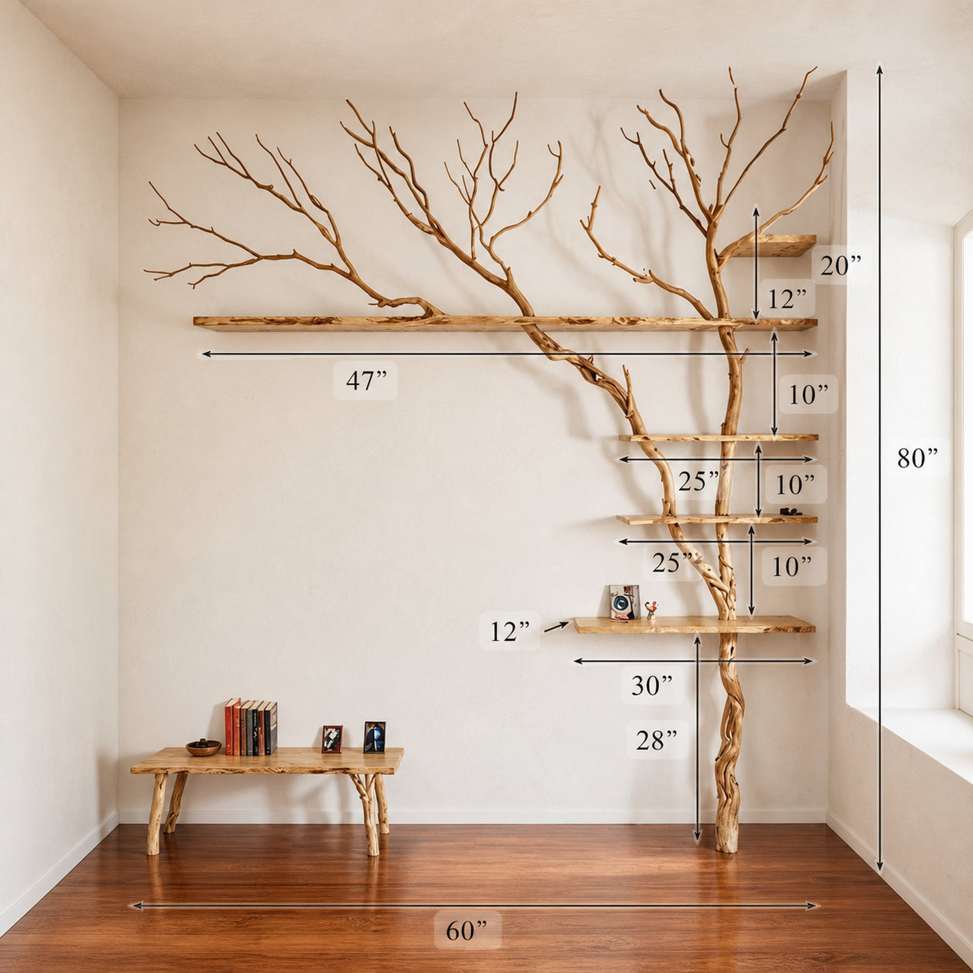 Tree Branch Floating Shelf Driftwood Art Decor - product view 3