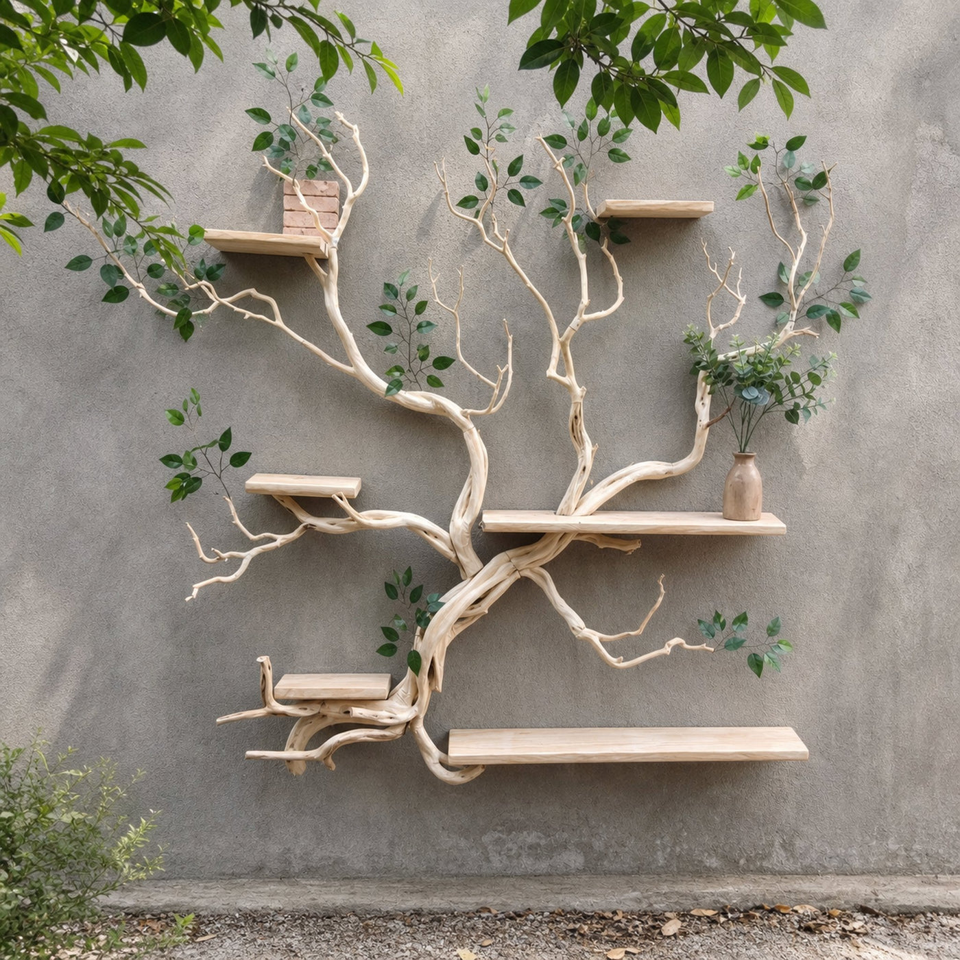 Tree Branch Floating Shelf Solid Wood Carving