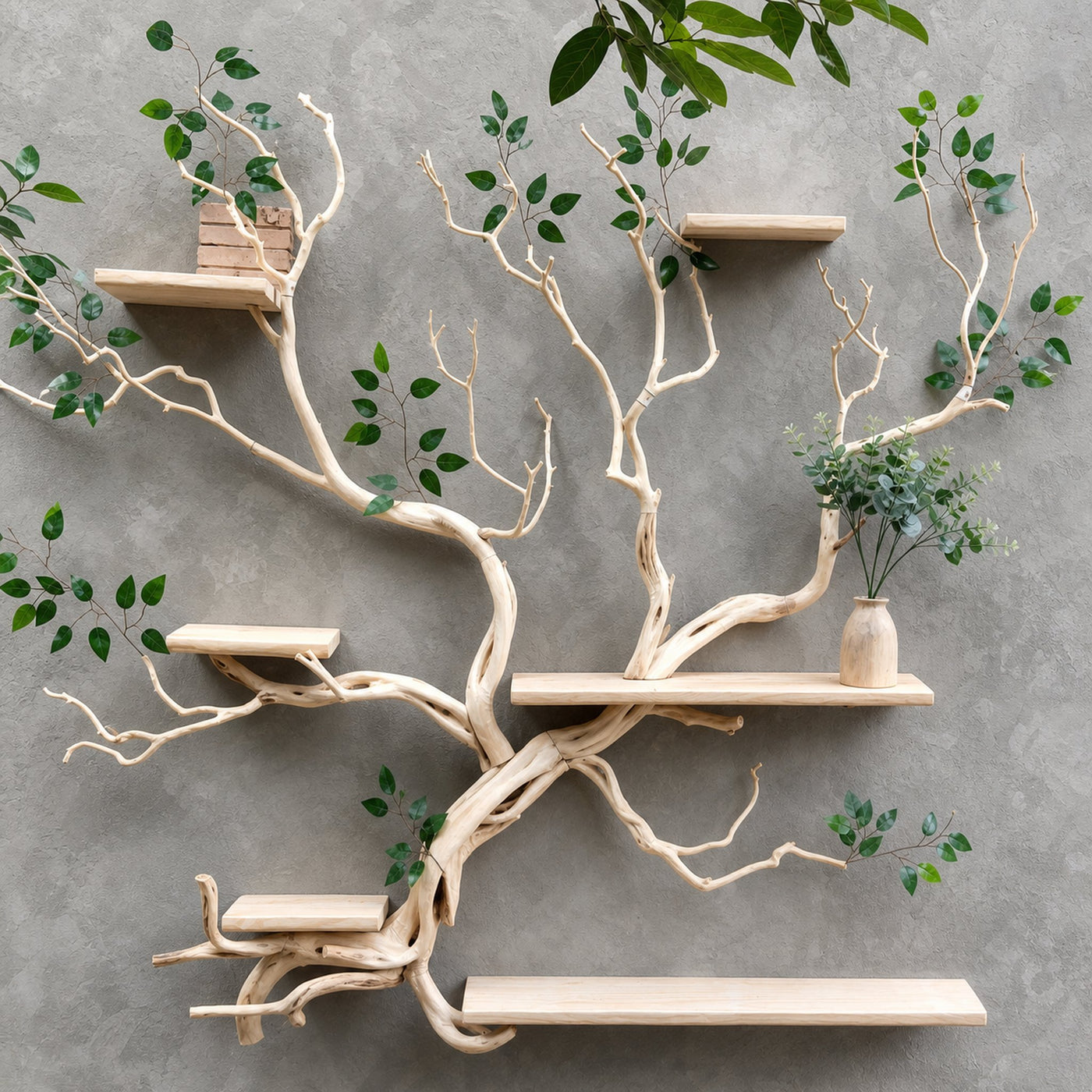 Tree Branch Floating Shelf Solid Wood Carving - product view 2