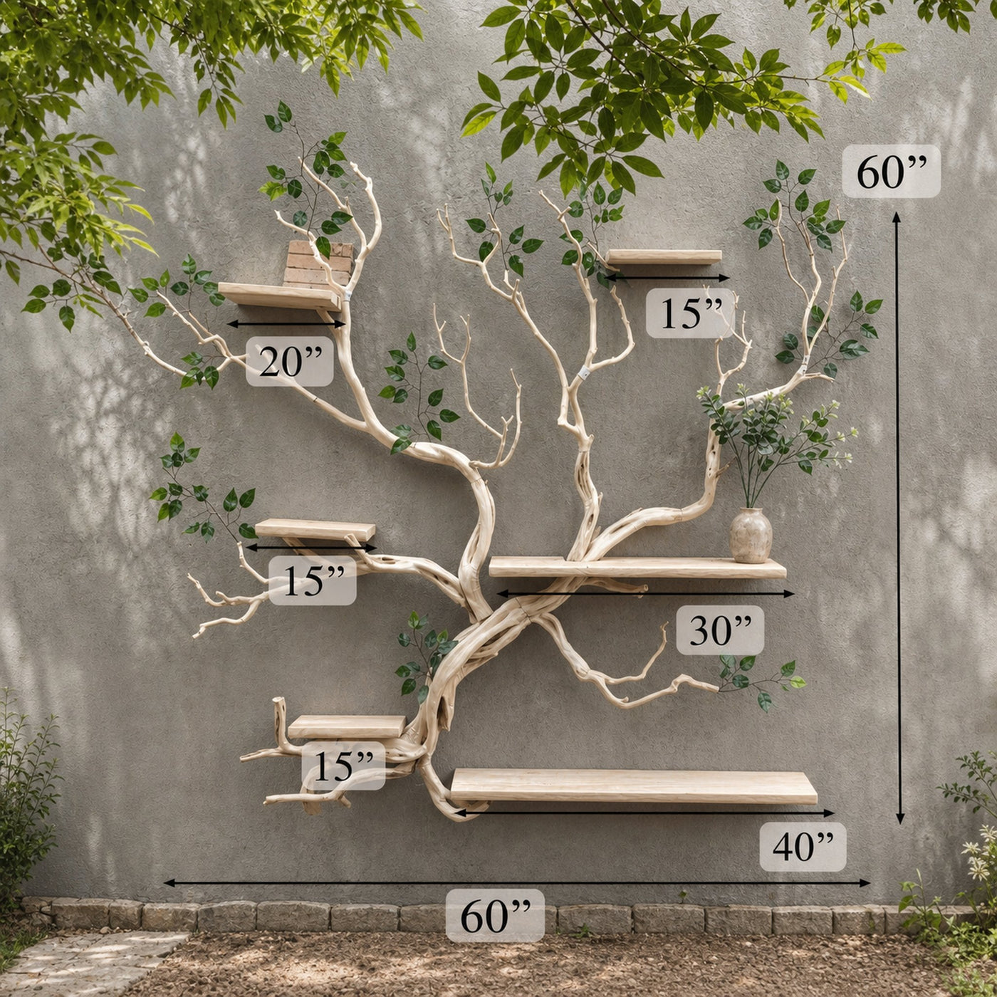 Tree Branch Floating Shelf Solid Wood Carving - product view 3