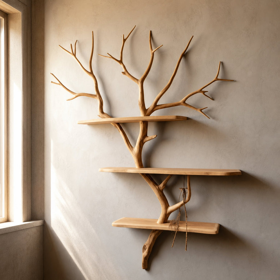 Tree Branch Floating Shelf Wall Mount Bookshelf