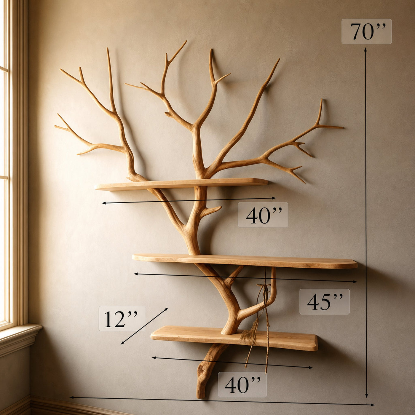 Tree Branch Floating Shelf Wall Mount Bookshelf - product view 2