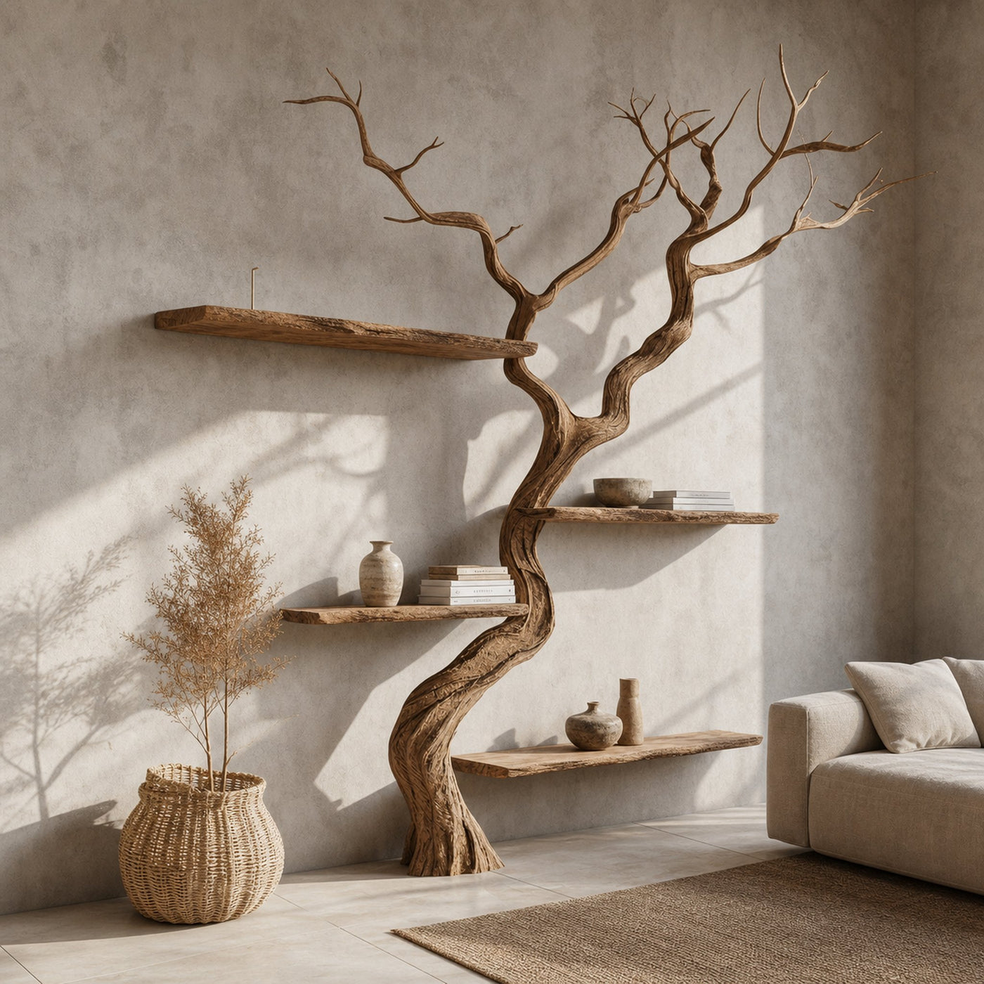 Tree Branch Floating Shelves Wood Rustic Shelf