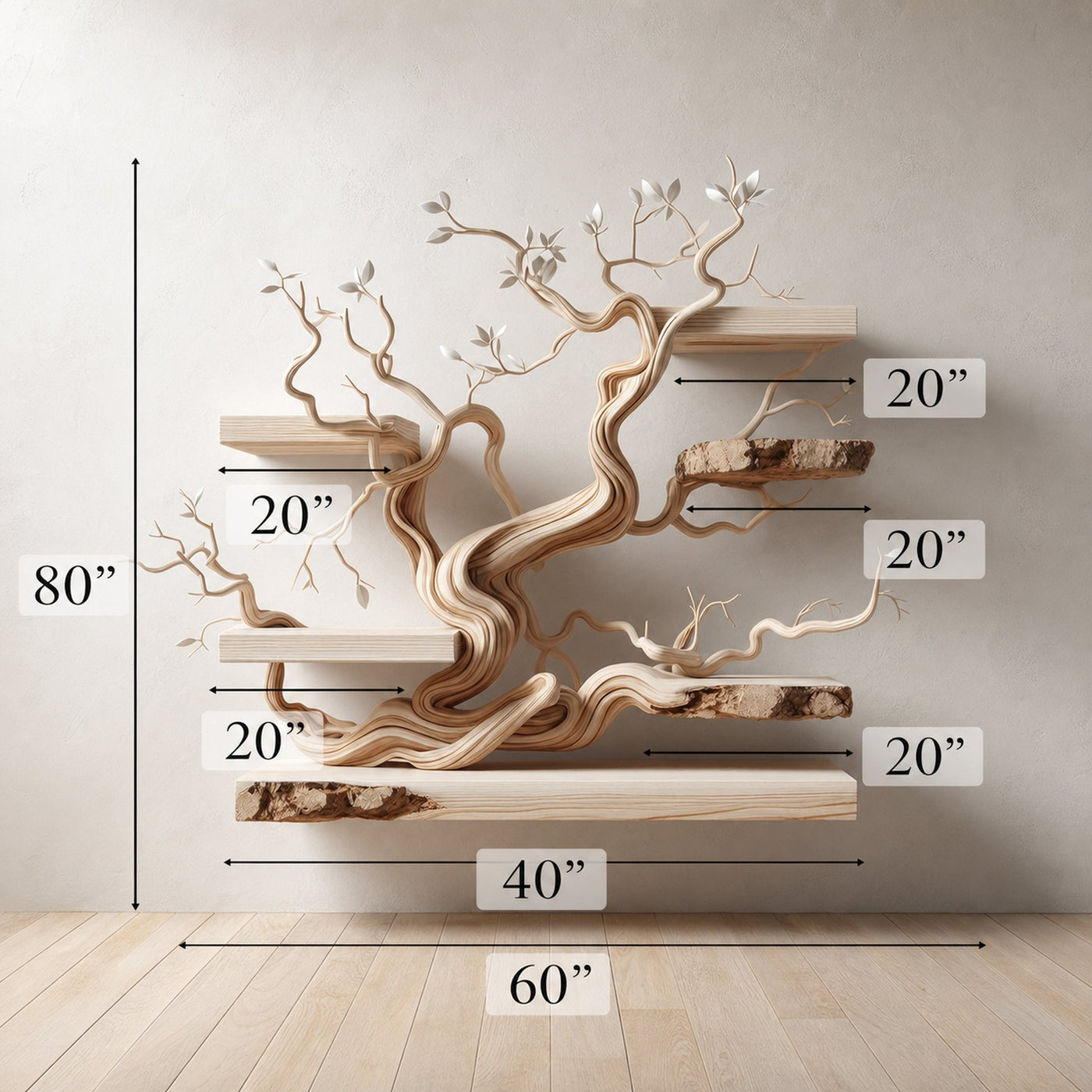 Tree Branch Shelf Live Edge Floating Driftwood Shelf - product view 4