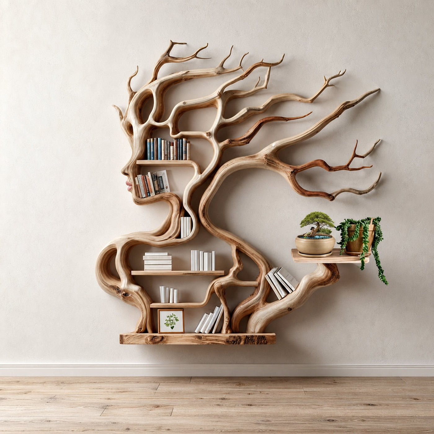 Tree Branch Shelf Wall Mount Book Shelf