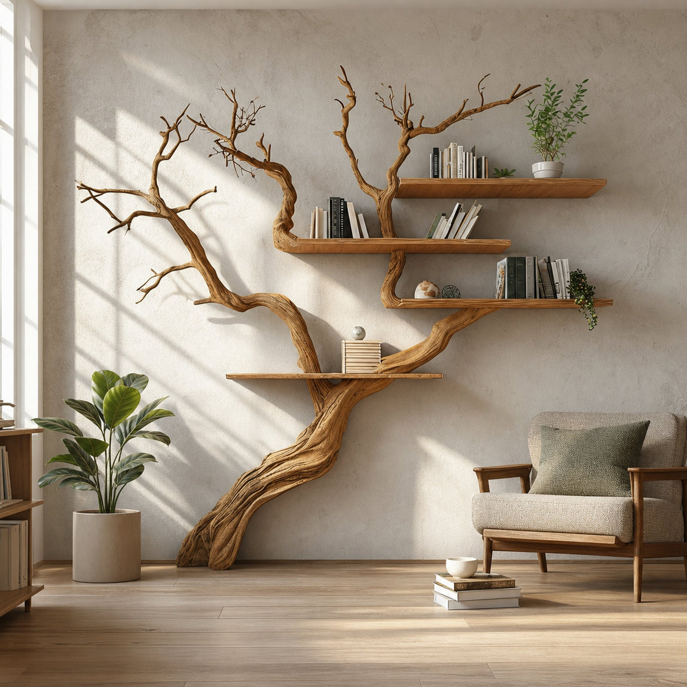 Tree Branch Shelf Wall Mount Bookshelf