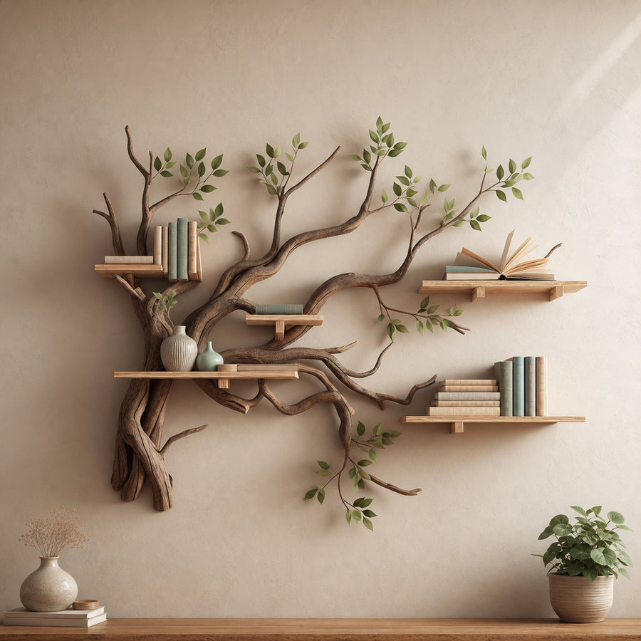 Tree Branch Shelf Wild Mulberry Wood Mini Bookcase