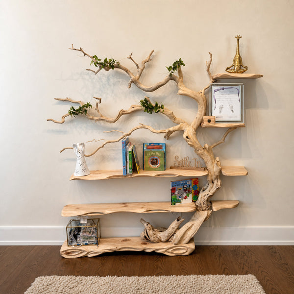 Tree Branch Standing Driftwood Shelf