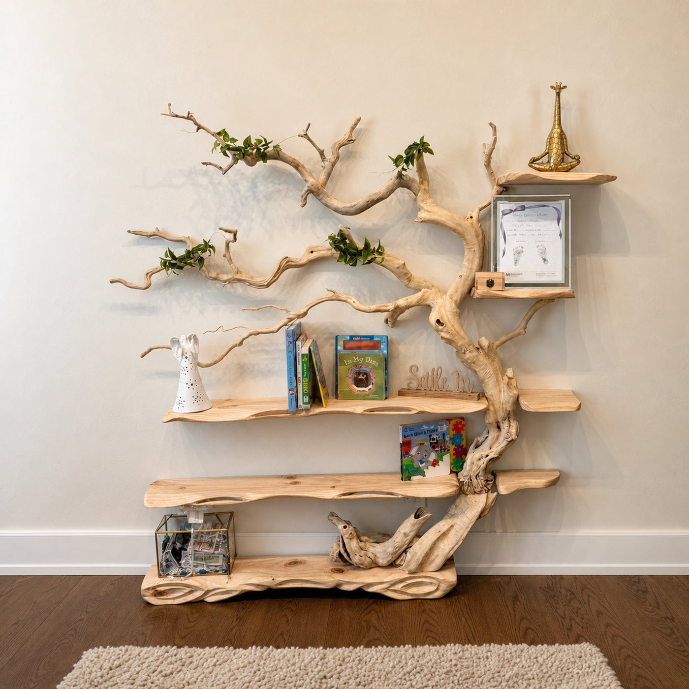 Tree Branch Standing Driftwood Shelf