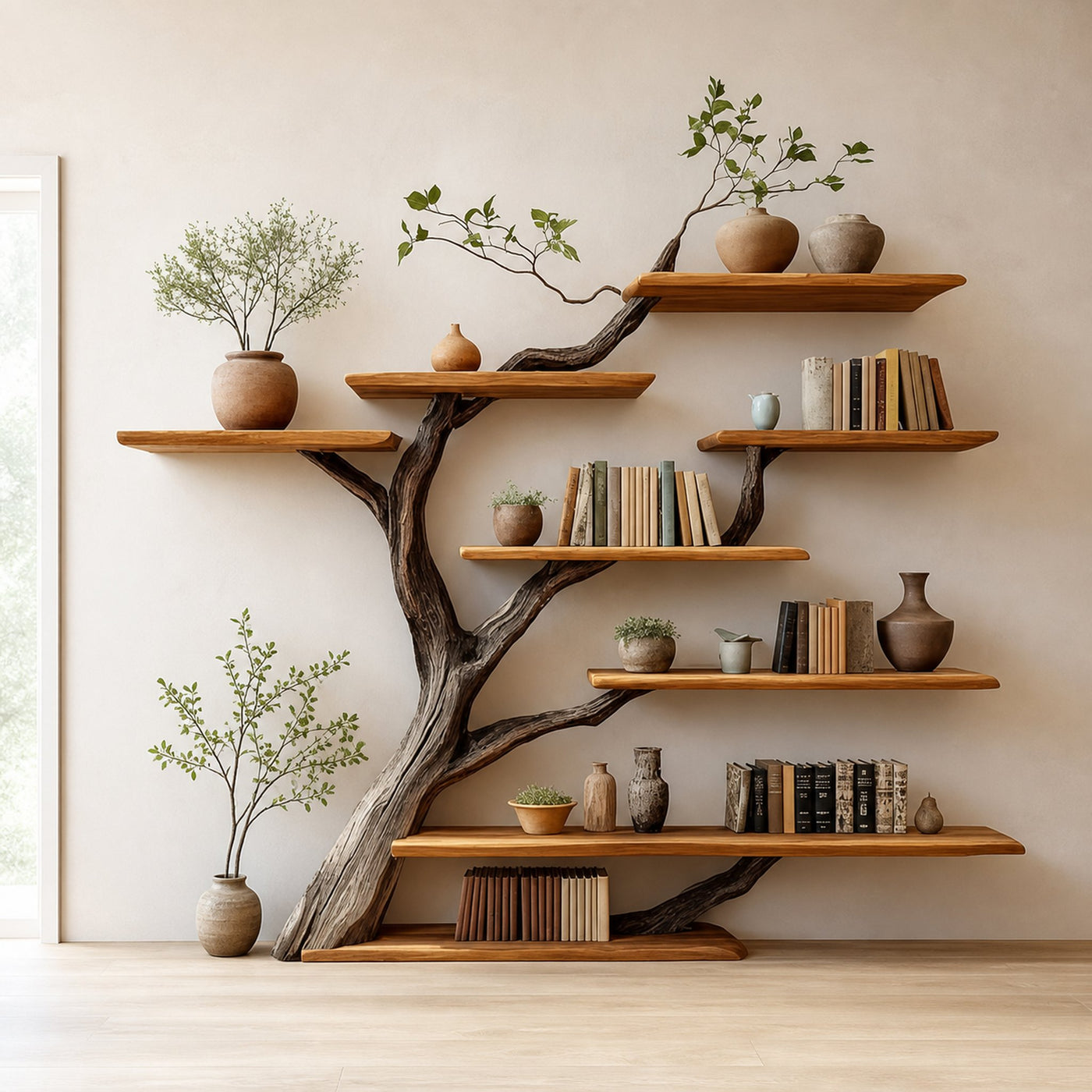 Tree Branch Wall Mouted Floating Bookshelf Home Decor Gift
