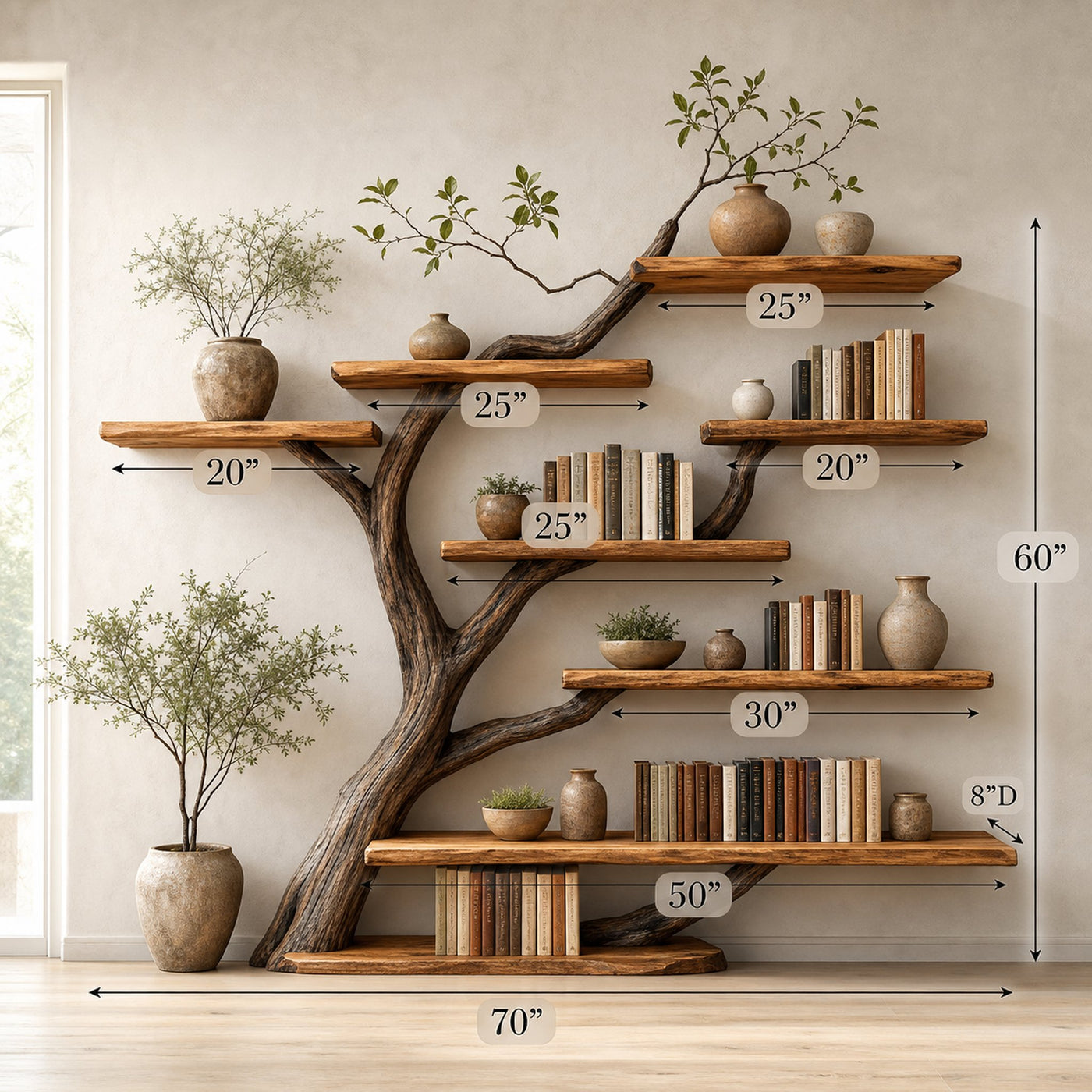 Tree Branch Wall Mouted Floating Bookshelf Home Decor Gift - product view 5