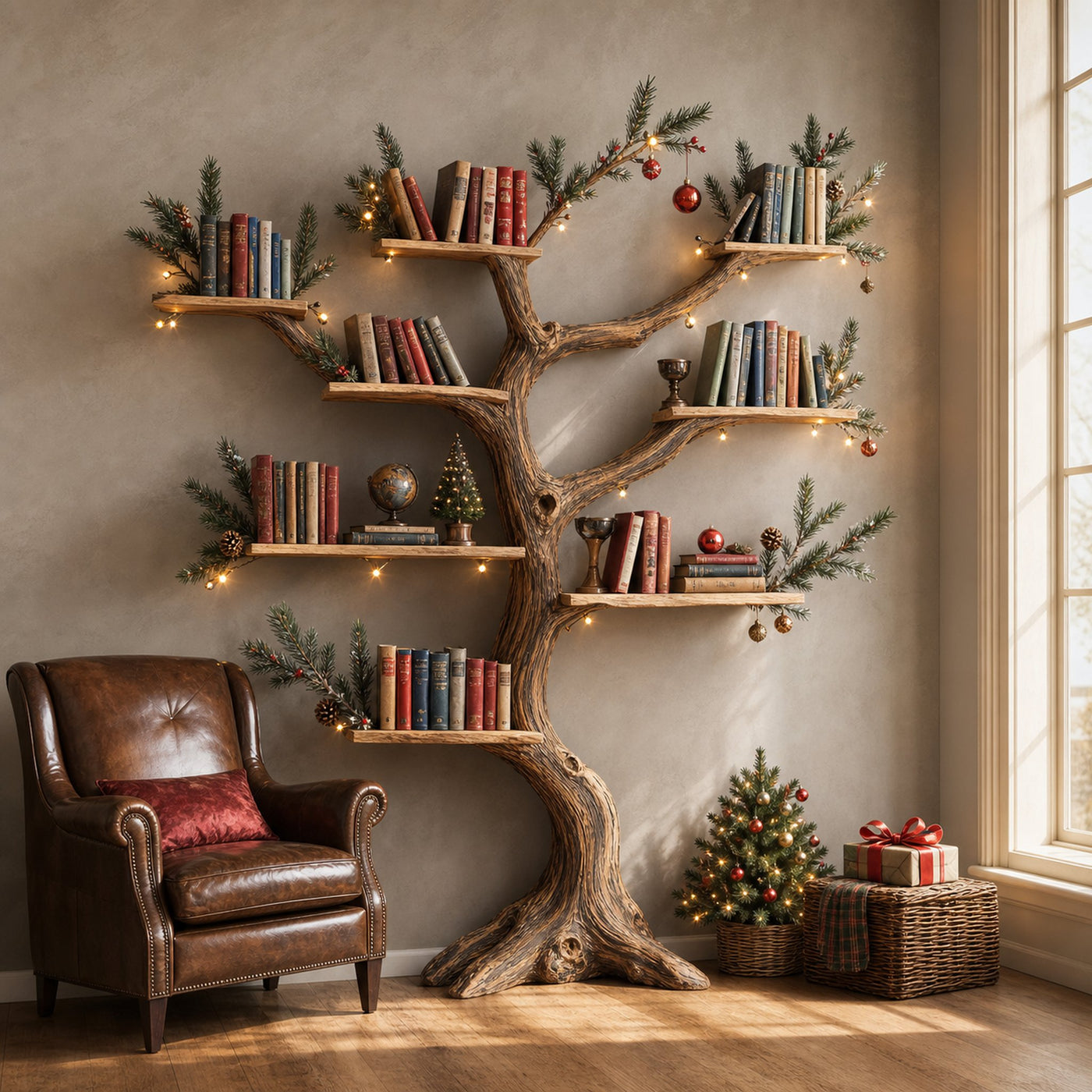 Tree Corner Bookcase Floating Bookshelf