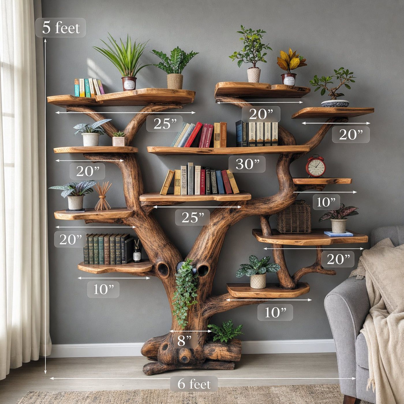 Tree Floating Book Shelf Wall Mount - product view 5