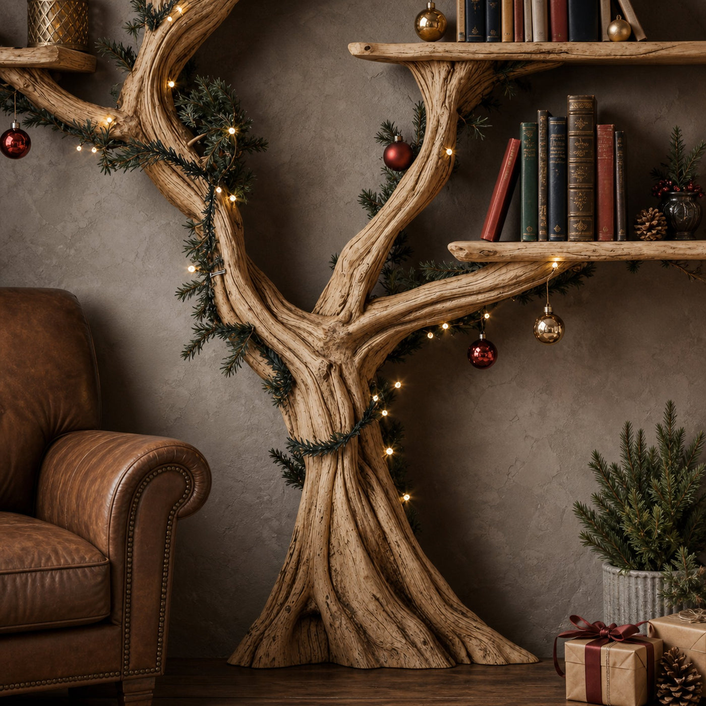 Tree Floating Bookshelf Driftwood Shelf - product view 3