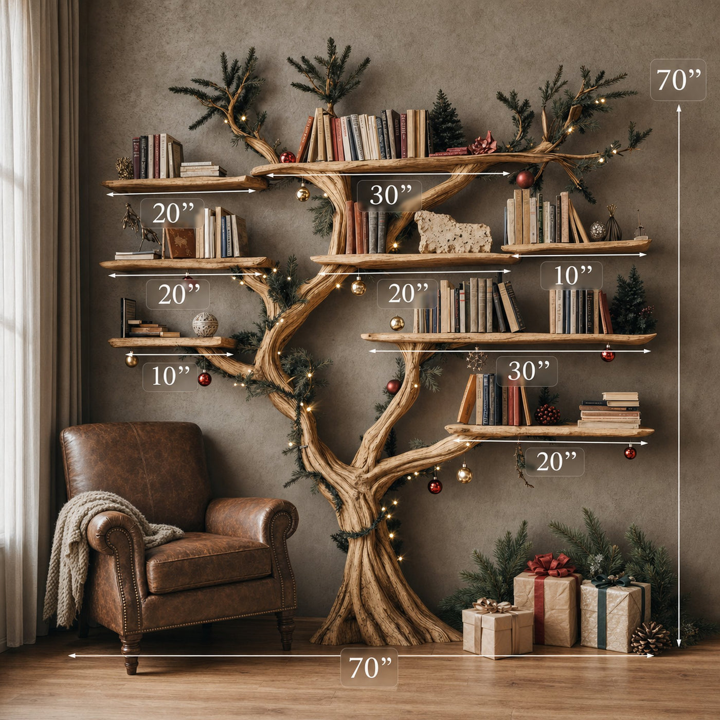 Tree Floating Bookshelf Driftwood Shelf - product view 4