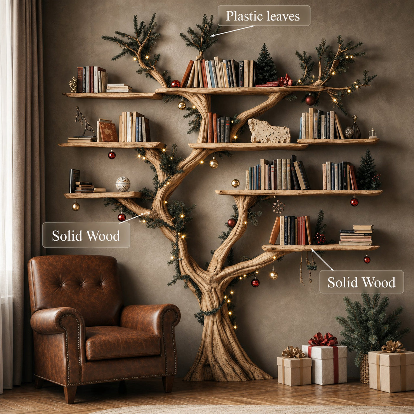 Tree Floating Bookshelf Driftwood Shelf - product view 5