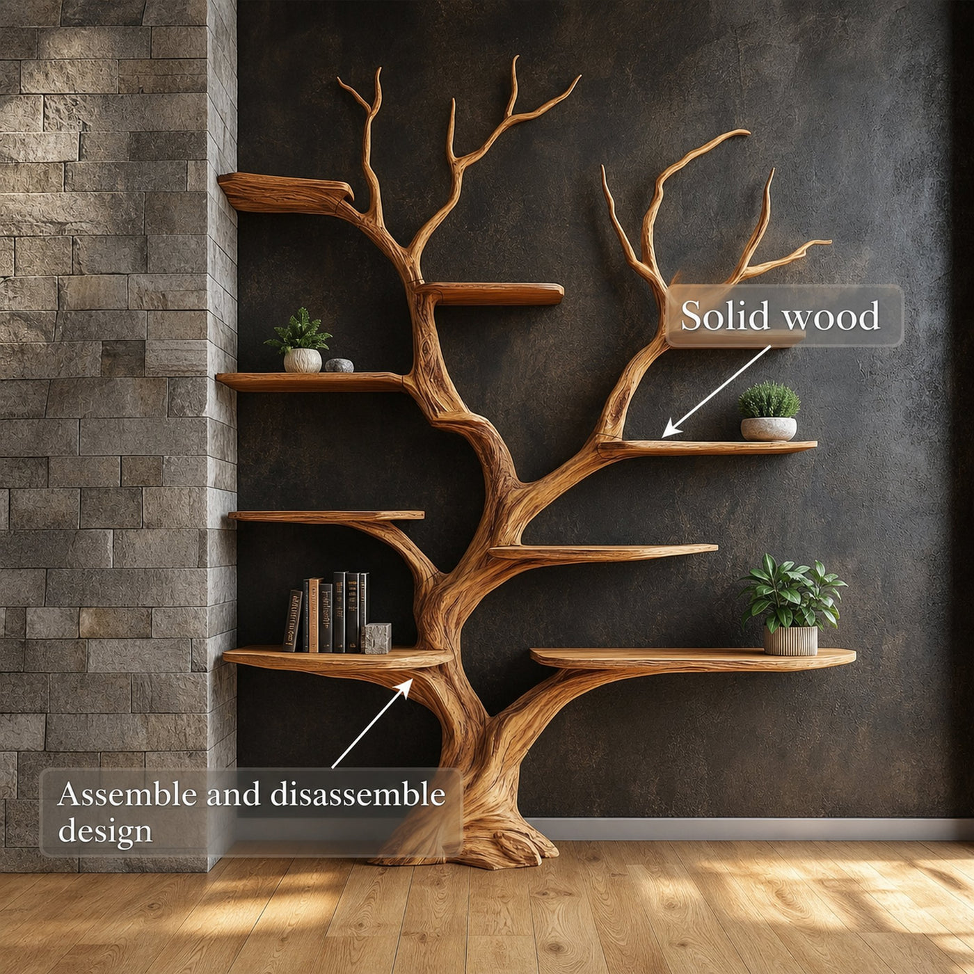 Tree Shelf Solid Wood Rustic Driftwood Gift - product view 3