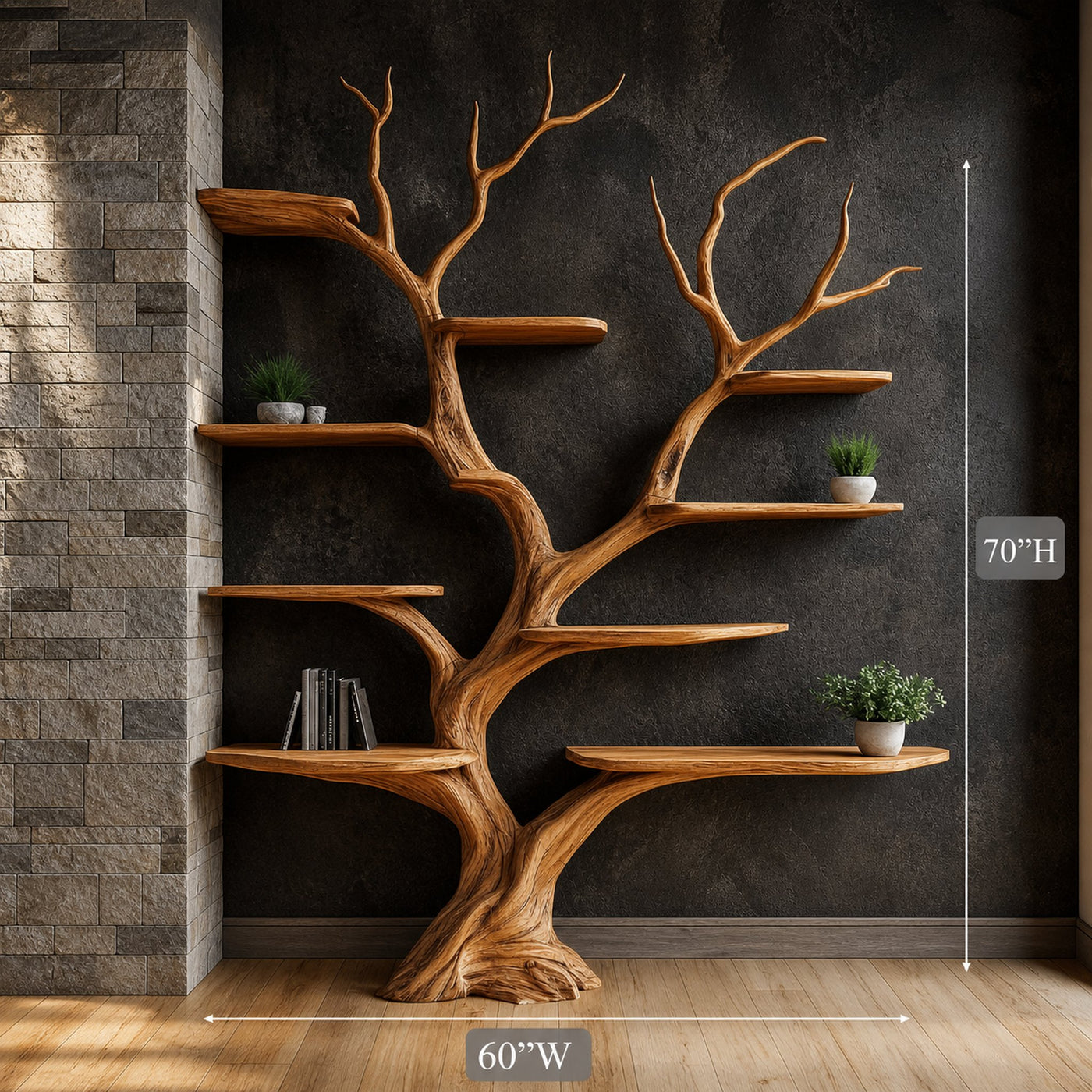 Tree Shelf Solid Wood Rustic Driftwood Gift - product view 4