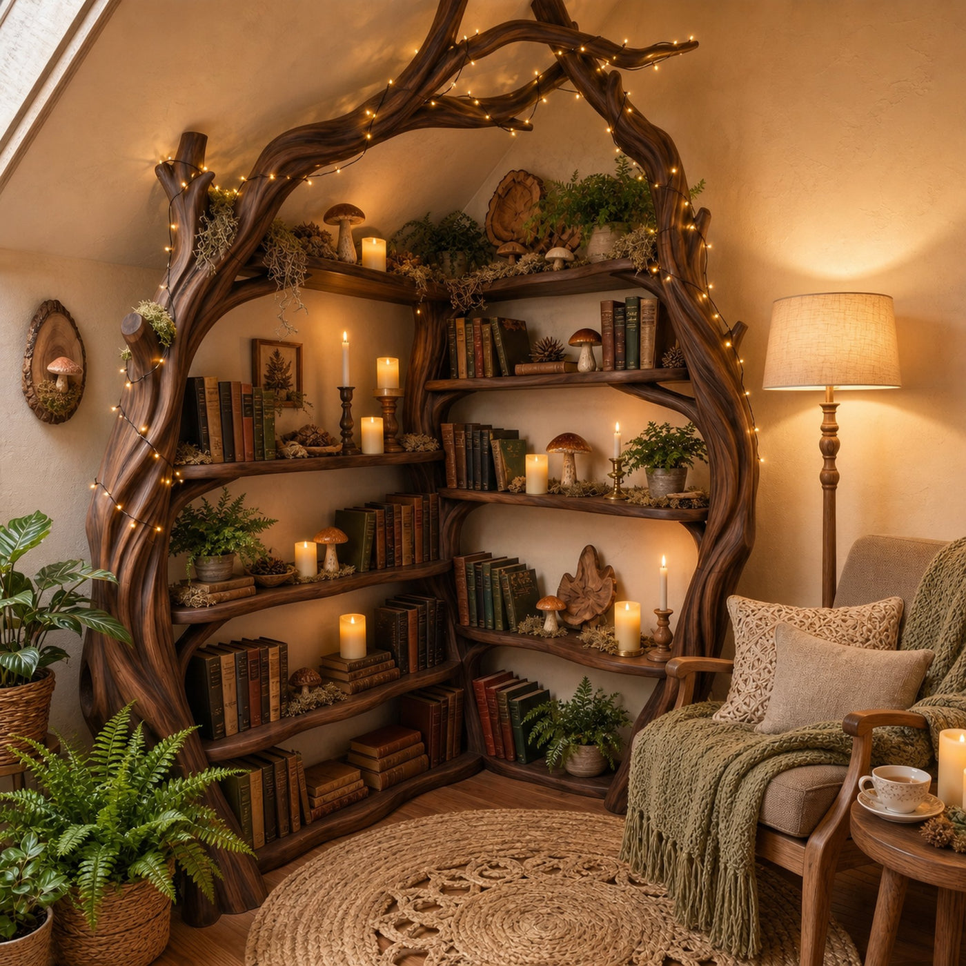 Tree Wall Bookshelf Corner Storage Bookcase Wooden Display Shelf For Living Room Bedroom Decor - product view 7