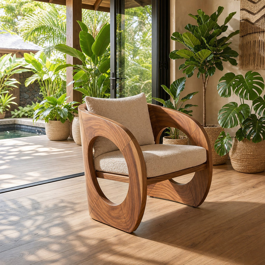 Tropical Organic Modern Wooden Chair Garden Lounge