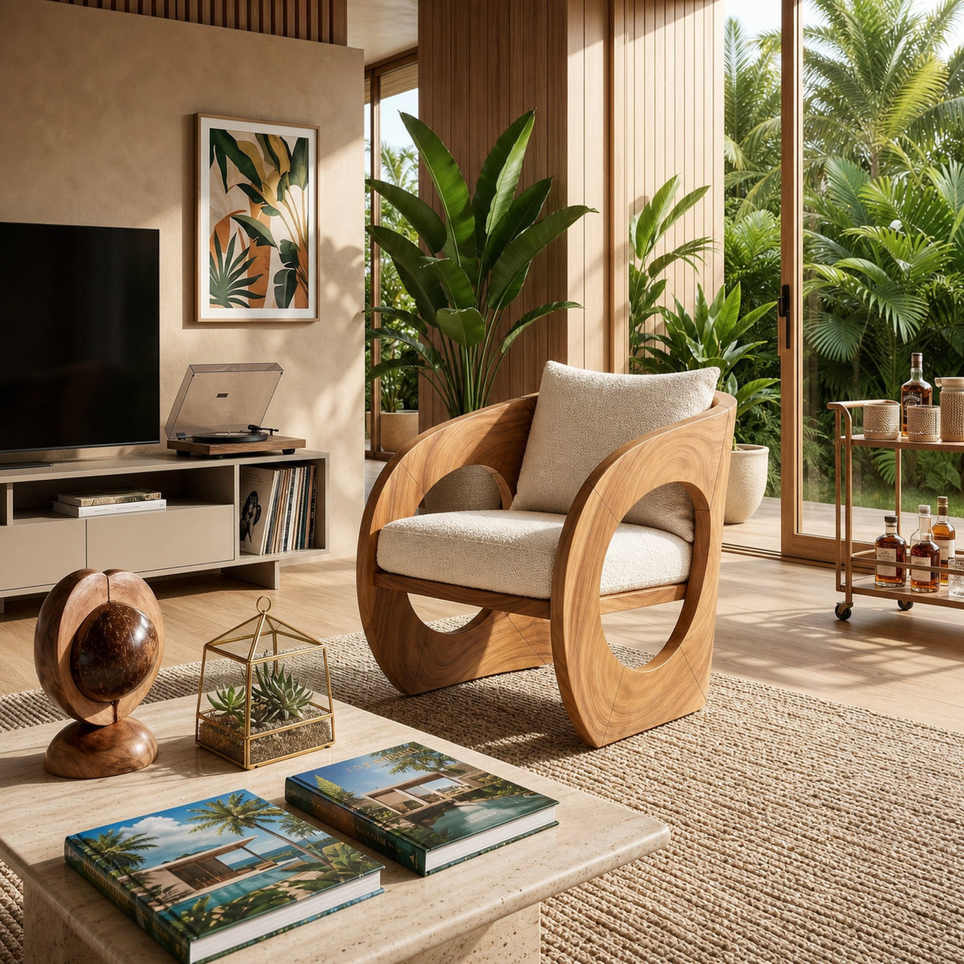 Tropical Organic Modern Wooden Chair Garden Lounge - product view 5