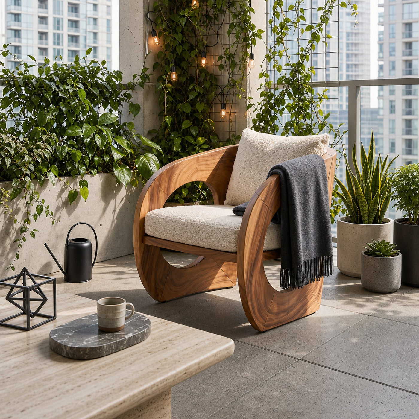 Tropical Organic Modern Wooden Chair Garden Lounge - product view 6