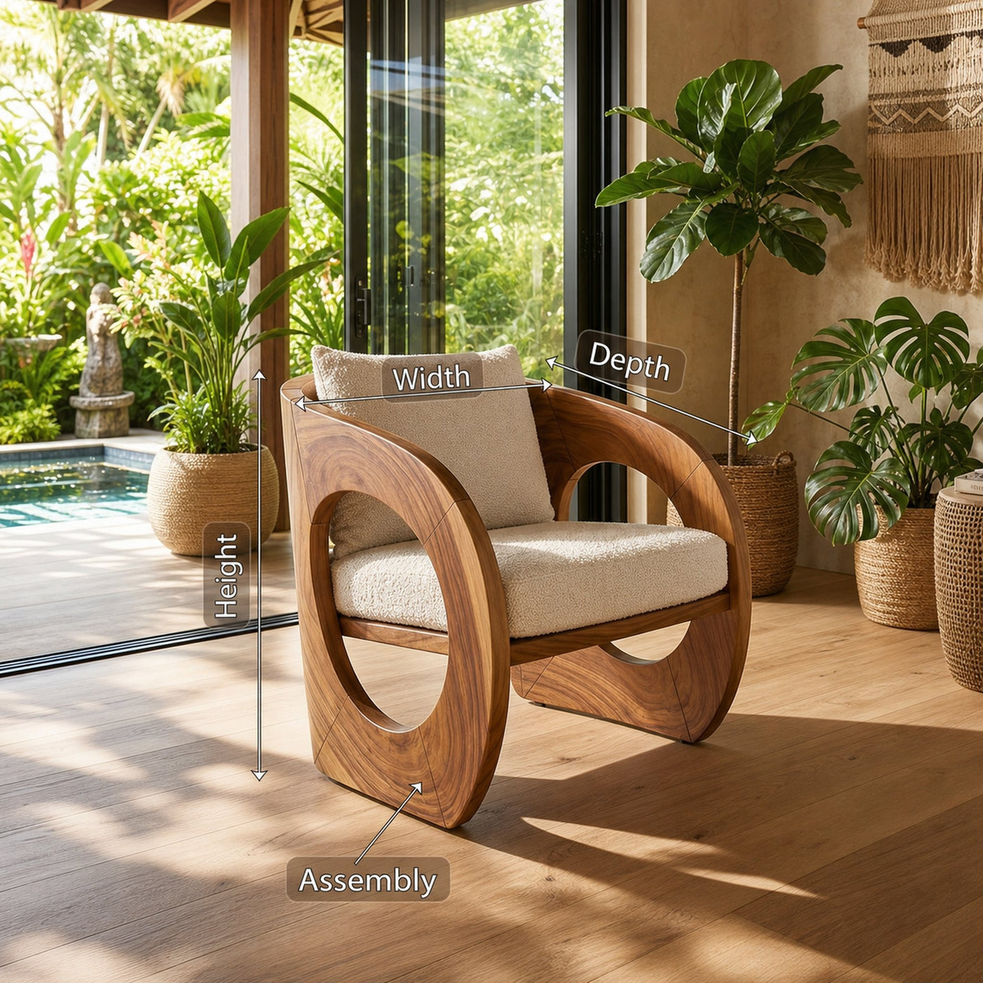 Tropical Organic Modern Wooden Chair Garden Lounge - product view 8