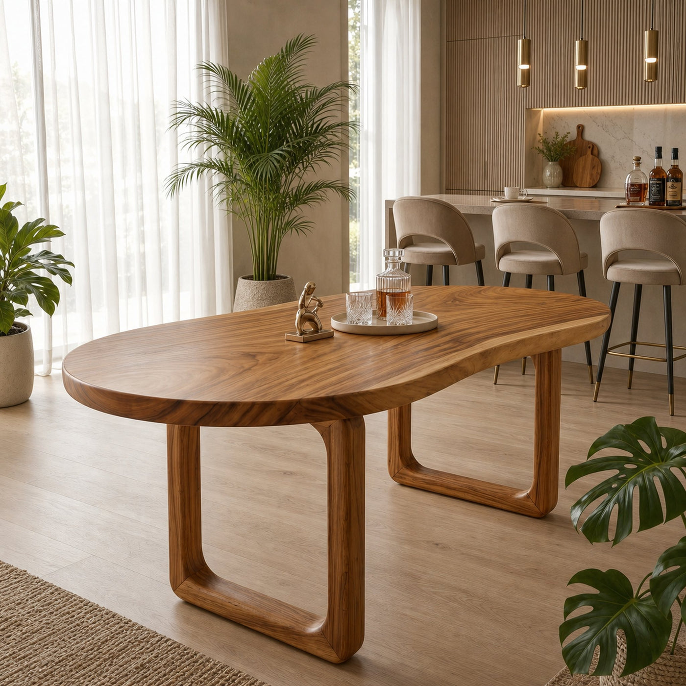 Tropical Oval Dining Room Table For Poolside Room - product view 2