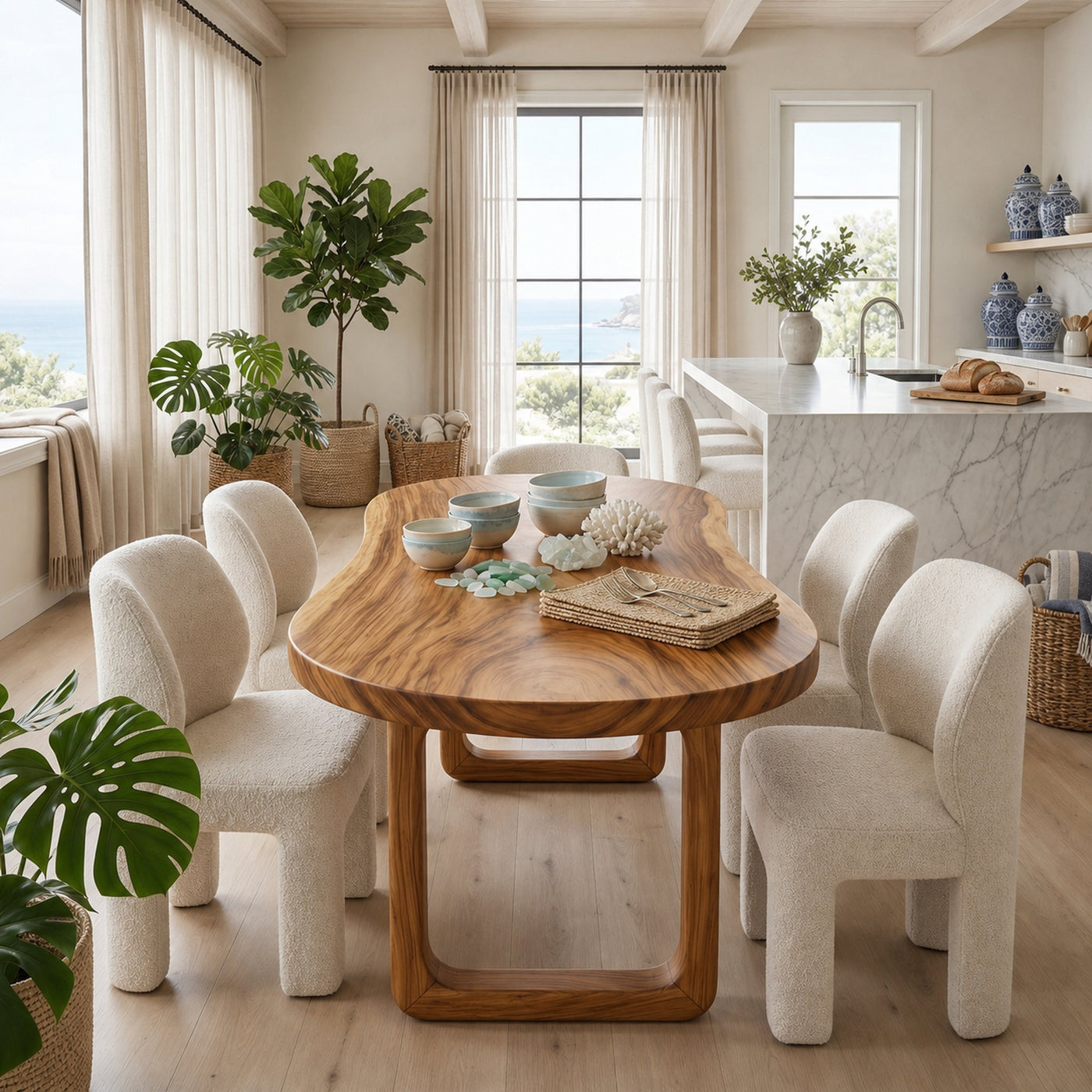 Tropical Oval Dining Room Table For Poolside Room - product view 3
